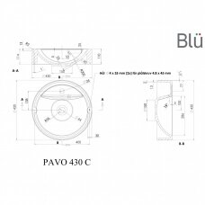 Умывальник PAVO ø43, встраиваемый, каменный массив, Blu