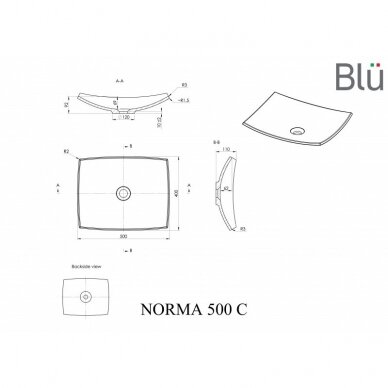 Умывальник Norma 500, каменная масса, черный / белый, BLU 5