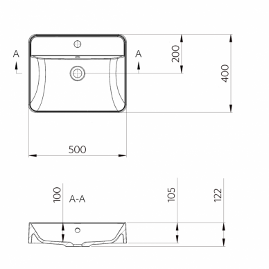 Умывальник PAVO Slim Rect 50x40, встраиваемый, каменный массив, Blu 2