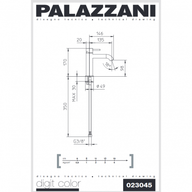 Смеситель для умывальника DIGIT, Palazzani 1