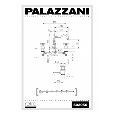 Смеситель для умывальника Palazzani Retro 1