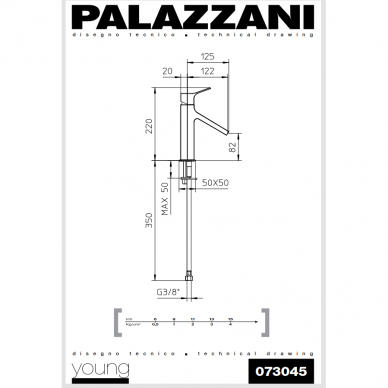 Смеситель для умывальника Palazzani Young 2