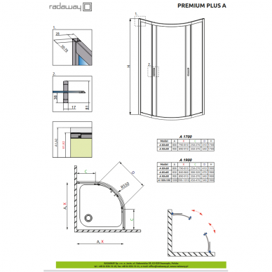 Pusapvalė dušo kabina Premium Plus A 1900, Radaway 7