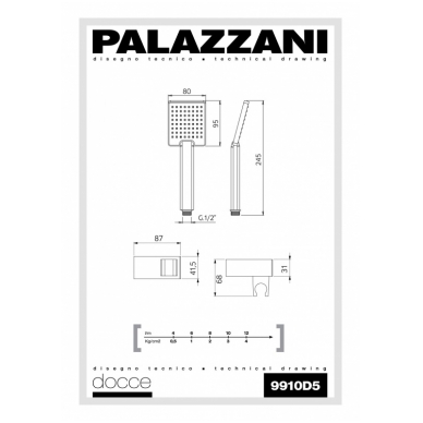 Ручной душ с держателем и шлангом TRACK / YOUNG, Palazzani 1