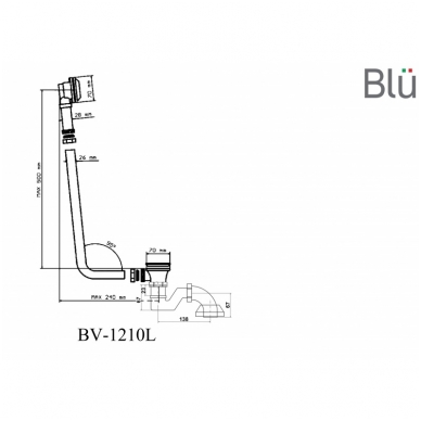 Ретро сифон для ванны Click-Clack 95° Blu 4