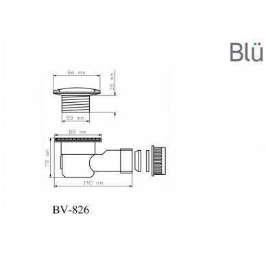 Сифон для душевого поддона Blu 60 mm Ø 1