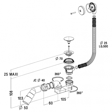 Сифон для душевого поддона Radaway B602R 50 mm Ø 1