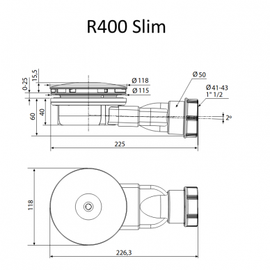 Sifonas dušo padėklui Radaway R400 Ø90mm, Radaway