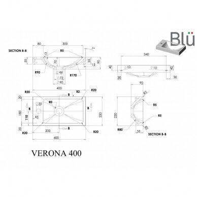 Spintelė su praustuvu VERONA MAXI, Blu 2