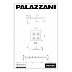 Stacionari dušo galva QADRA 20x20cm, Palazzani