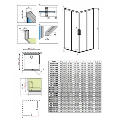 Прямоугольный душевой уголок Radaway Idea KDD 7