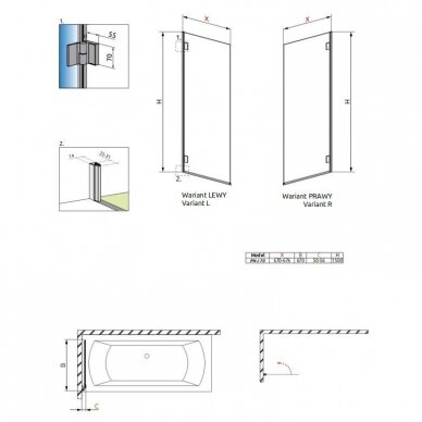 Стенка для прямоугольной ванны Radaway Carena PNJ 3