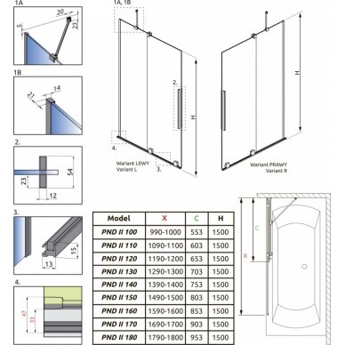 Стенка для прямоугольной ванны FURO Gold PND II, Radaway 9