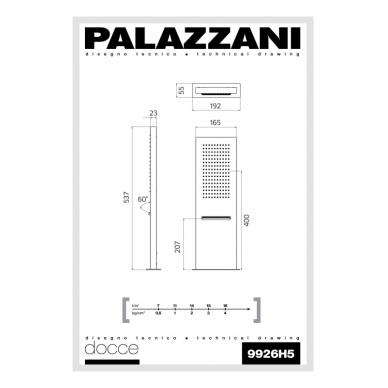 Stacionari dušo galva su kaskada, nerūdijantis plienas, Palazzani 2