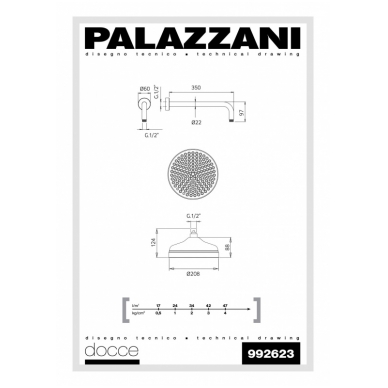 Стационарная душевая голова Retro, Palazzani 1