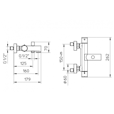 Termostatinis maišytuvas voniai ir dušui DIGIT 3, Palazzani