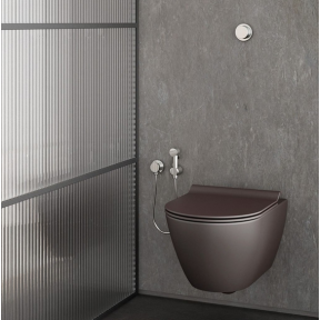 Bebriaunis WC PURA Color 55x36 Bistro Swirlflush® Dualglaze® su Soft Close dangčiu, GSI