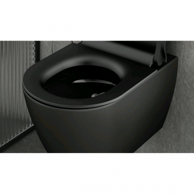Juodas bebriaunis WC PURA Color 55x36 Swirlflush® Dualglaze® su Soft Close dangčiu, GSI 2