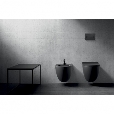 Juodas bebriaunis WC PURA Color 55x36 Swirlflush® Dualglaze® su Soft Close dangčiu, GSI 5