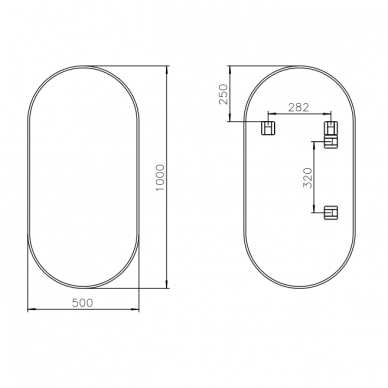 Зеркало CARINA OVAL FR ЧЕРНОЕ 50x100, BLU 2