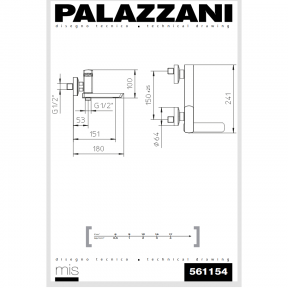 Virštinkinis maišytuvas voniai ir dušui MIS, Palazzani