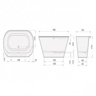 Vonia DECCO RIM Graphite 166x81, akmens masė, PAA 1